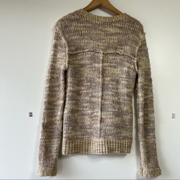 Free people chunky knit wool blend button down v-neck cardigan sweater - Picture 2 of 5